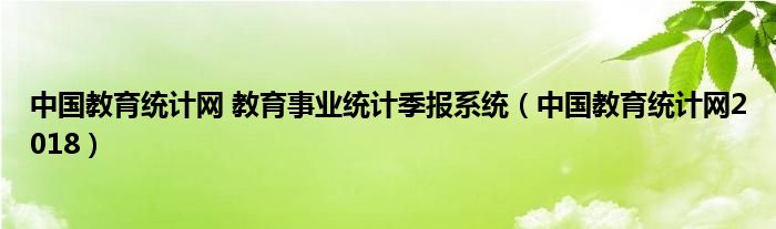 中国教育统计网 教育事业统计季报系统【中国教育统计网2018】
