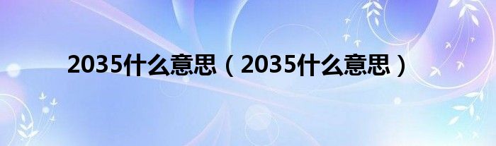 2035什么意思【2035什么意思】