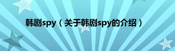 韩剧spy【关于韩剧spy的介绍】