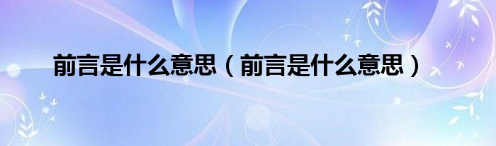 前言是什么意思【前言是什么意思】