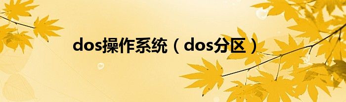 dos操作系统【dos分区】