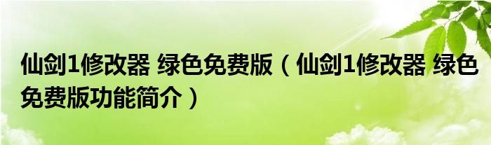 仙剑1修改器 绿色免费版【仙剑1修改器 绿色免费版功能简介】