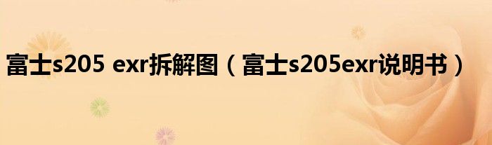 富士s205 exr拆解图【富士s205exr说明书】