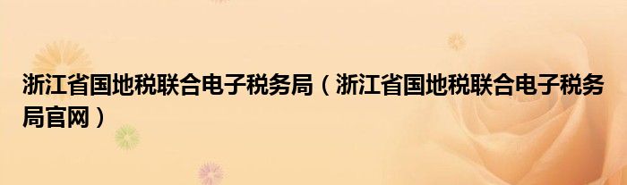 浙江省国地税联合电子税务局【浙江省国地税联合电子税务局官网】