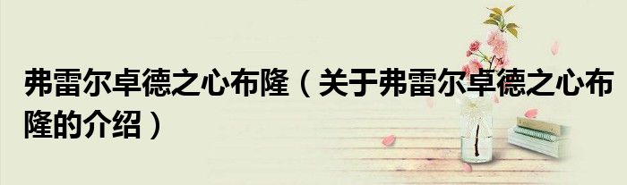 弗雷尔卓德之心布隆【关于弗雷尔卓德之心布隆的介绍】