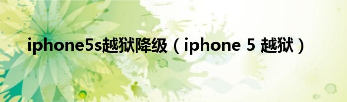 iphone5s越狱降级【iphone 5 越狱】