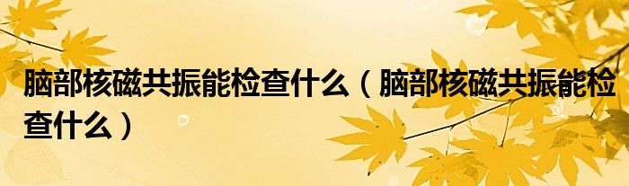 脑部核磁共振能检查什么【脑部核磁共振能检查什么】