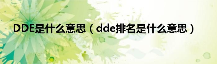 DDE是什么意思【dde排名是什么意思】