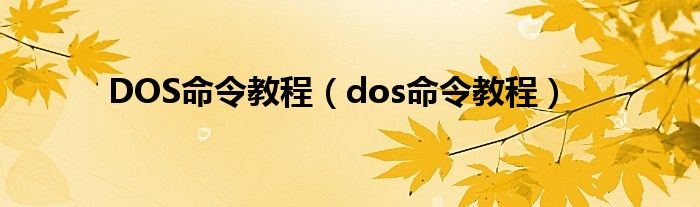 DOS命令教程【dos命令教程】