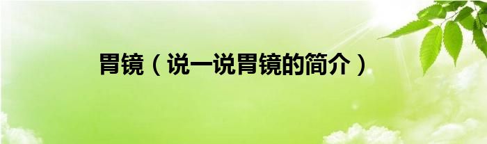 胃镜【说一说胃镜的简介】