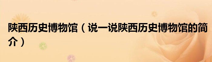 陕西历史博物馆【说一说陕西历史博物馆的简介】