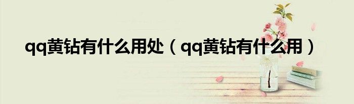 qq黄钻有什么用处【qq黄钻有什么用】