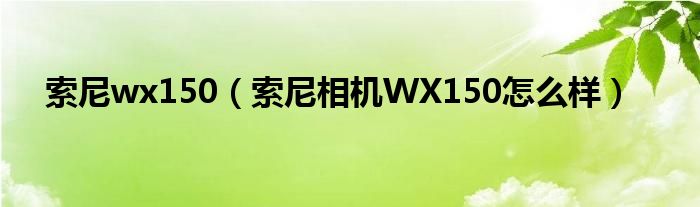 索尼wx150【索尼相机WX150怎么样】