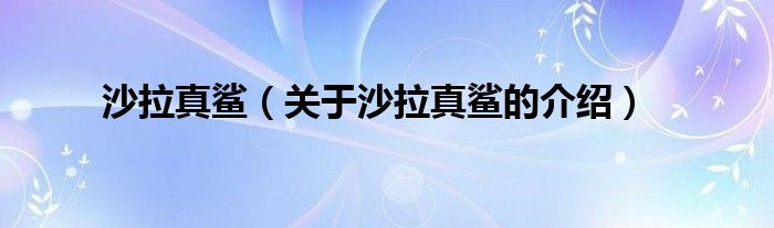 沙拉真鲨【关于沙拉真鲨的介绍】