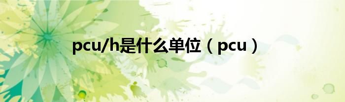 pcu/h是什么单位【pcu】