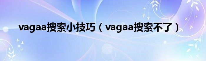 vagaa搜索小技巧【vagaa搜索不了】