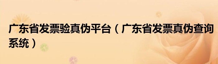 广东省发票验真伪平台【广东省发票真伪查询系统】