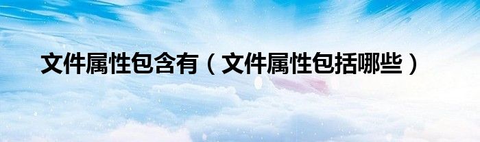 文件属性包含有【文件属性包括哪些】