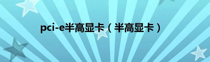pci-e半高显卡【半高显卡】