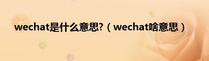 wechat是什么意思?【wechat啥意思】