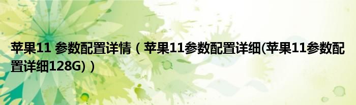 苹果11 参数配置详情【苹果11参数配置详细(苹果11参数配置详细128G)】