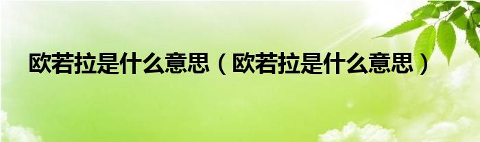 欧若拉是什么意思【欧若拉是什么意思】