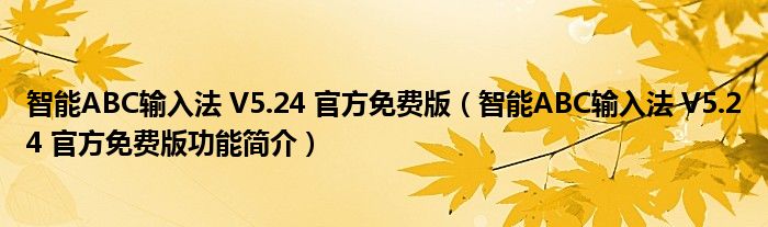 智能ABC输入法 V5.24 官方免费版【智能ABC输入法 V5.24 官方免费版功能简介】
