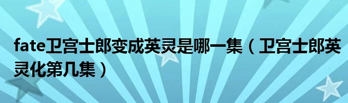 fate卫宫士郎变成英灵是哪一集【卫宫士郎英灵化第几集】