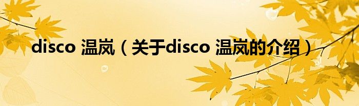 disco 温岚【关于disco 温岚的介绍】