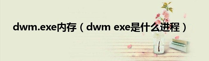 dwm.exe内存【dwm exe是什么进程】
