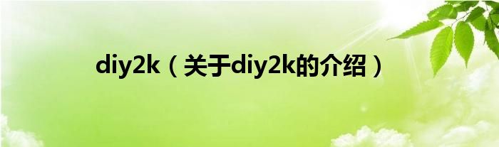 diy2k【关于diy2k的介绍】