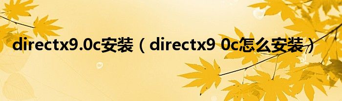 directx9.0c安装【directx9 0c怎么安装】