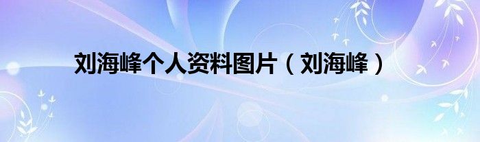 刘海峰个人资料图片【刘海峰】