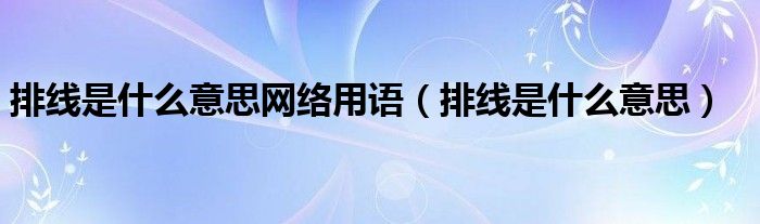 排线是什么意思网络用语【排线是什么意思】