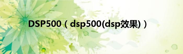 DSP500【dsp500(dsp效果)】