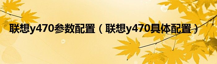 联想y470参数配置【联想y470具体配置】