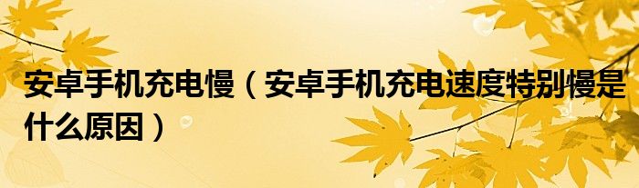 安卓手机充电慢【安卓手机充电速度特别慢是什么原因】