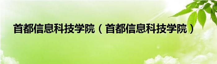 首都信息科技学院【首都信息科技学院】