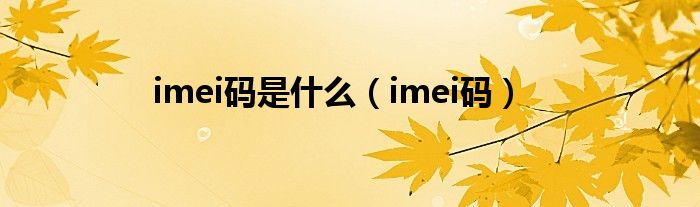 imei码是什么【imei码】