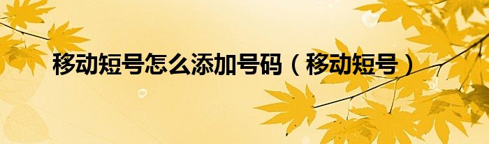 移动短号怎么添加号码【移动短号】