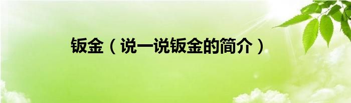 钣金【说一说钣金的简介】