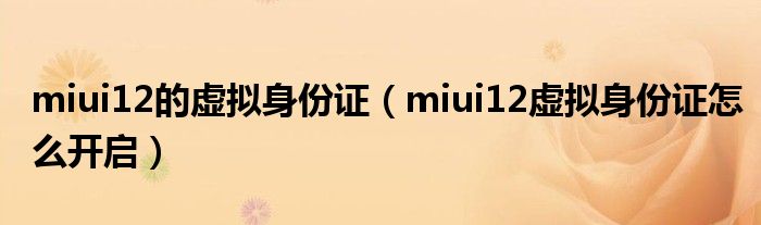 miui12的虚拟身份证【miui12虚拟身份证怎么开启】