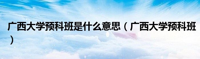 广西大学预科班是什么意思【广西大学预科班】