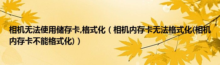 相机无法使用储存卡,格式化【相机内存卡无法格式化(相机内存卡不能格式化)】