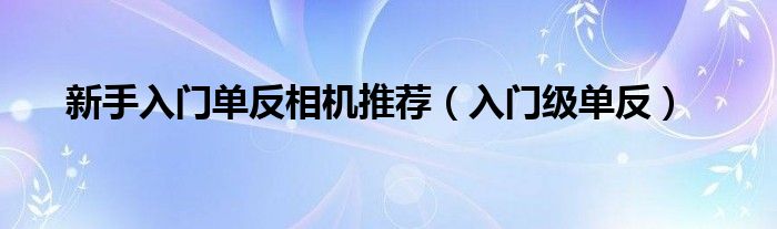 新手入门单反相机推荐【入门级单反】