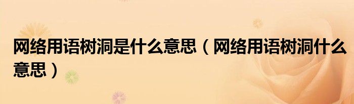 网络用语树洞是什么意思【网络用语树洞什么意思】
