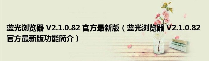 蓝光浏览器 V2.1.0.82 官方最新版【蓝光浏览器 V2.1.0.82 官方最新版功能简介】