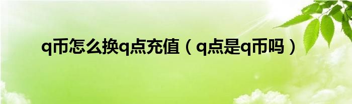 q币怎么换q点充值【q点是q币吗】