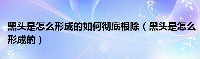 黑头是怎么形成的如何彻底根除【黑头是怎么形成的】