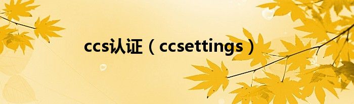 ccs认证【ccsettings】